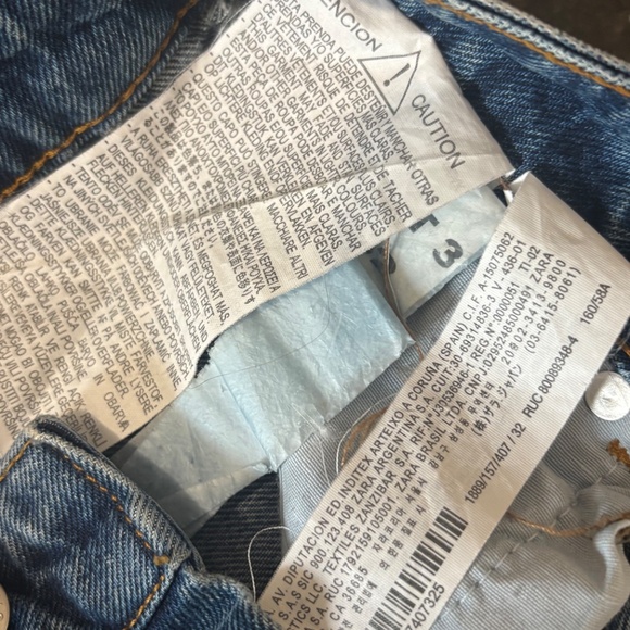 ZARA High Rise Wide Leg Raw Crop - Plaid Detail - Dark Wash Jeans - SZ 0 - Picture 9 of 16